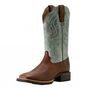 NEW ARIAT women's hybrid ranchwork boot in peanut/worn denim